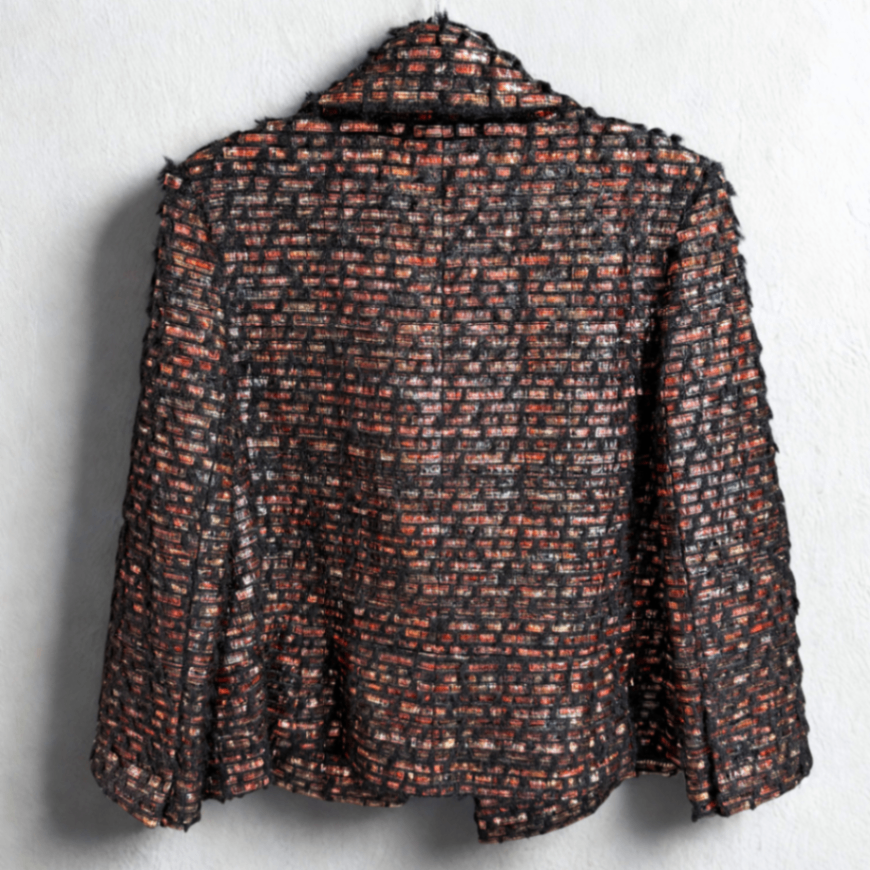 CHANEL Tweed Black & Orange Jacket Sz 40