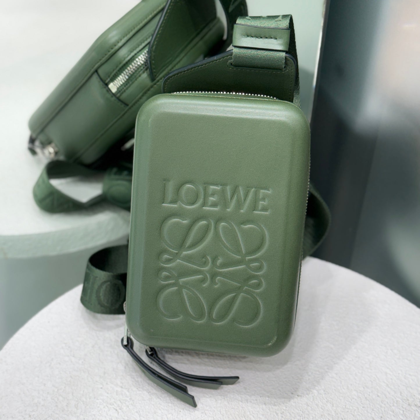 LOEWE Hunter Green Molded Sling Crossbody Bag