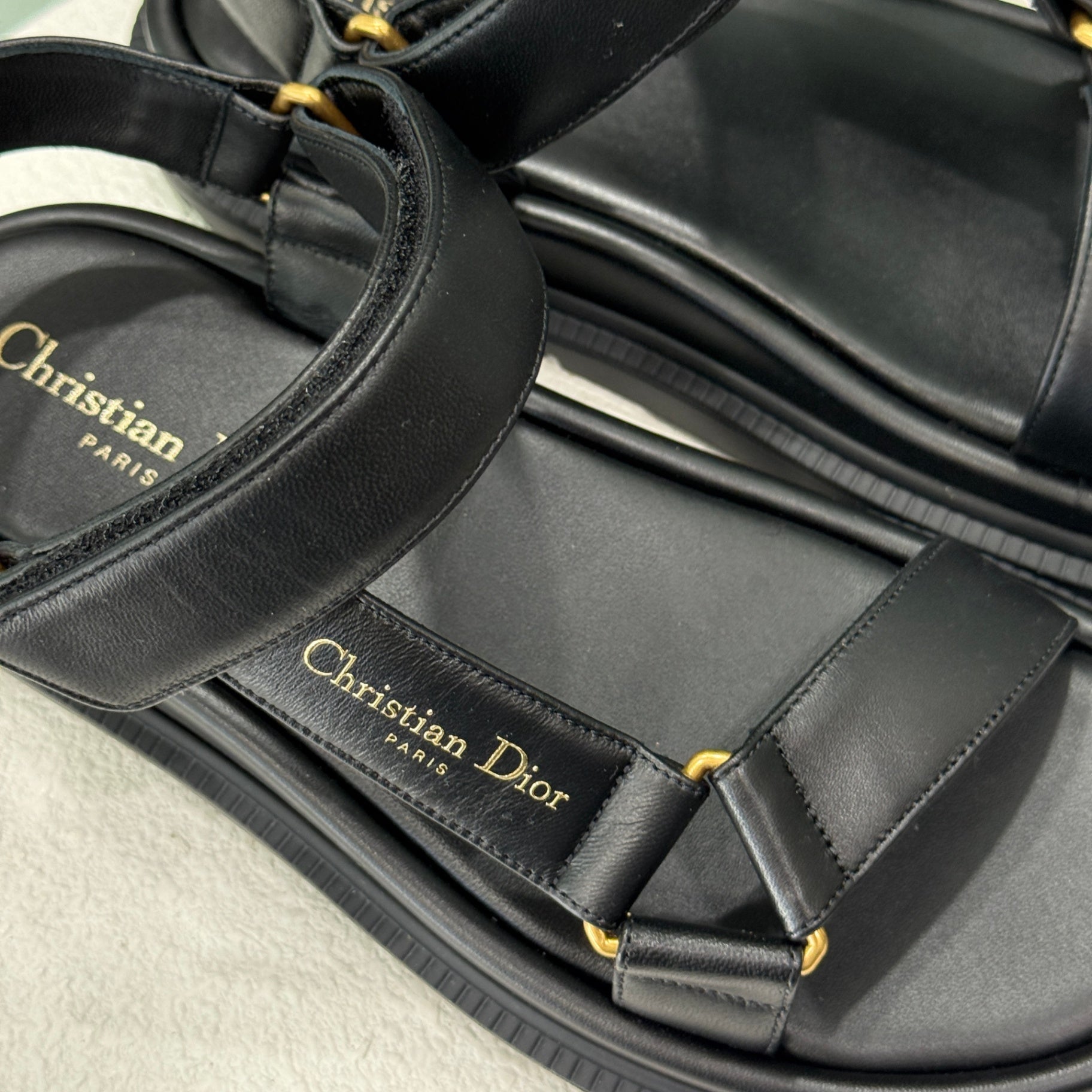 DIOR Black Calfskin D-Wave Sandals Sz 36 (Box)