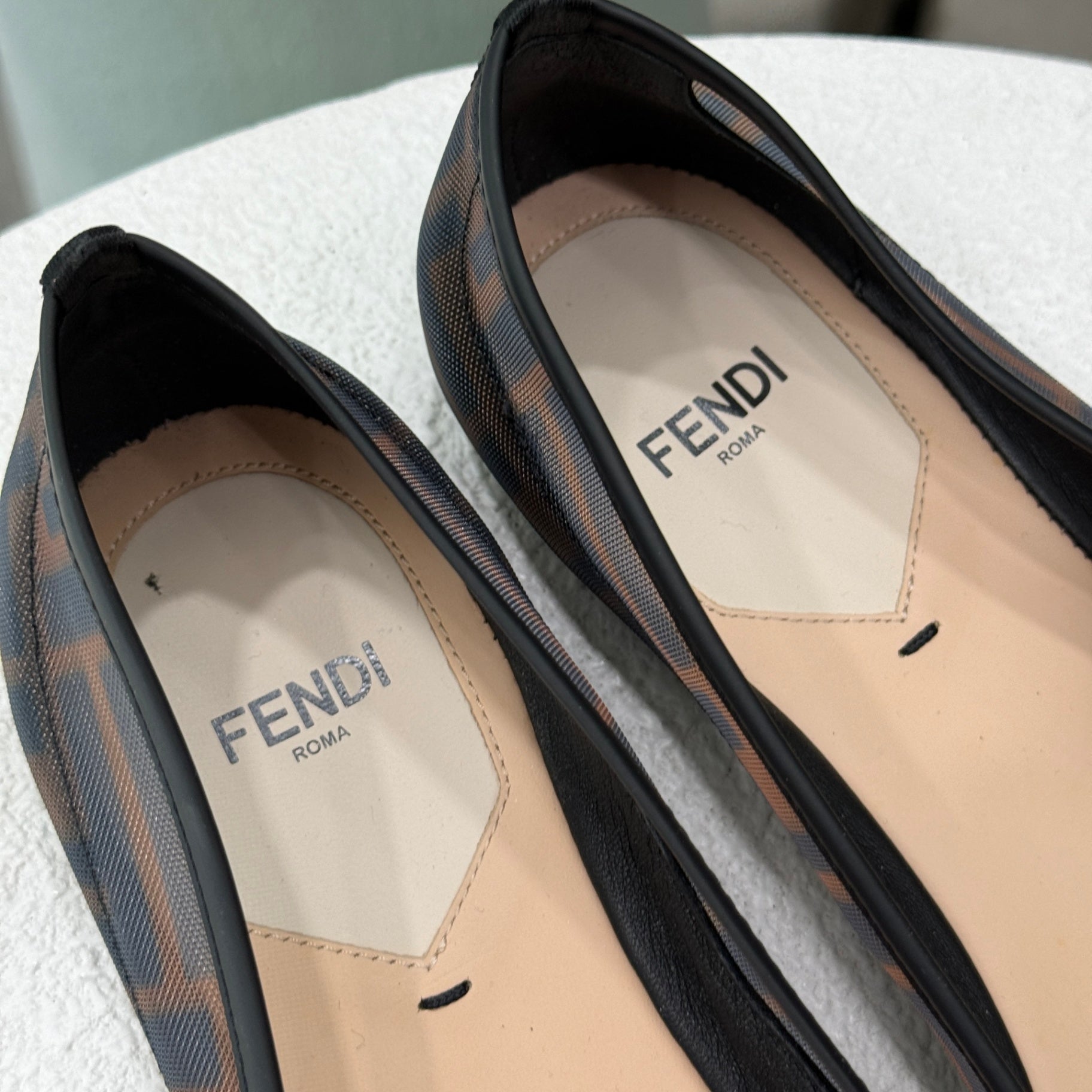 FENDI Mesh FF Zucca Ballerina Flats Sz 36.5 