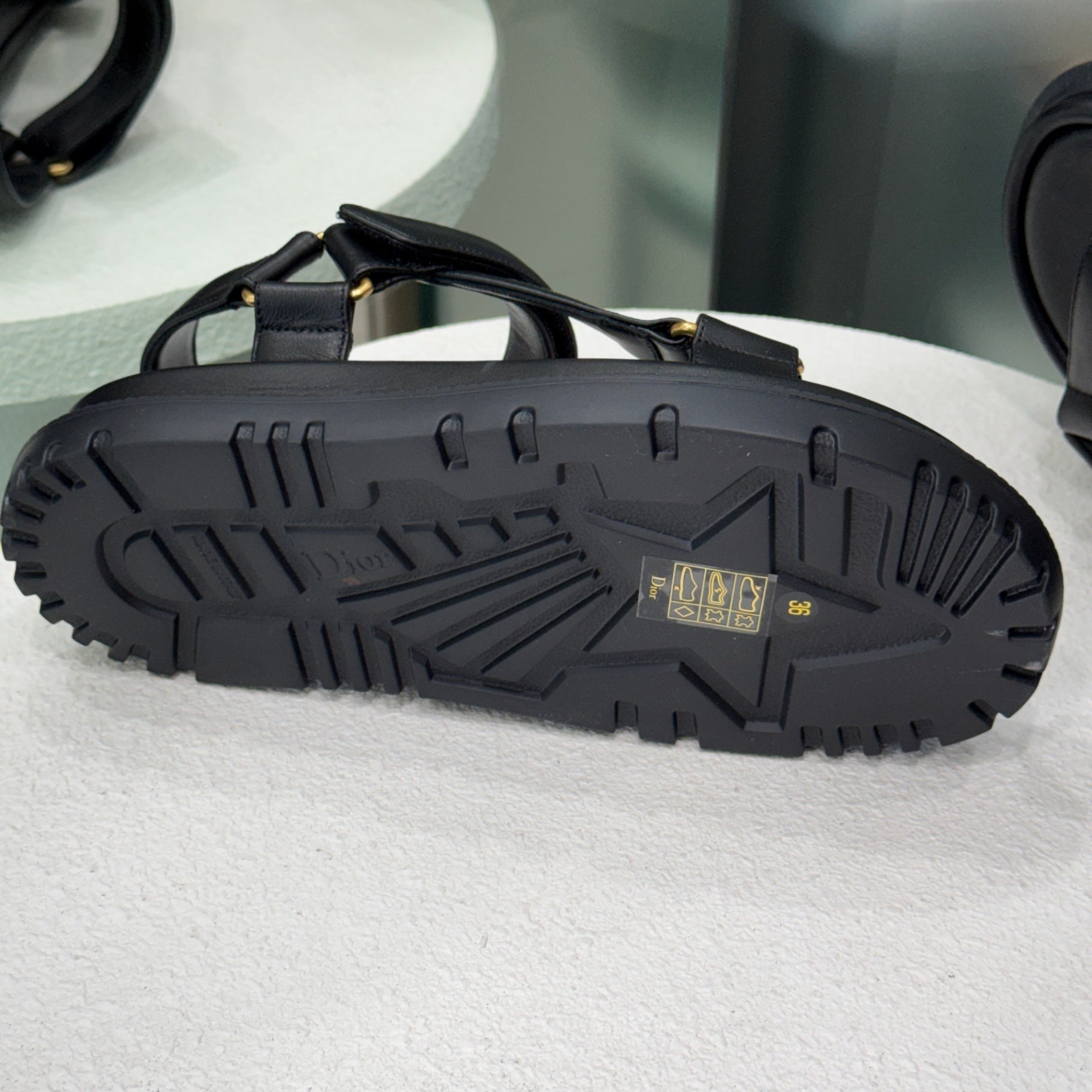 DIOR Black Calfskin D-Wave Sandals Sz 36 (Box)