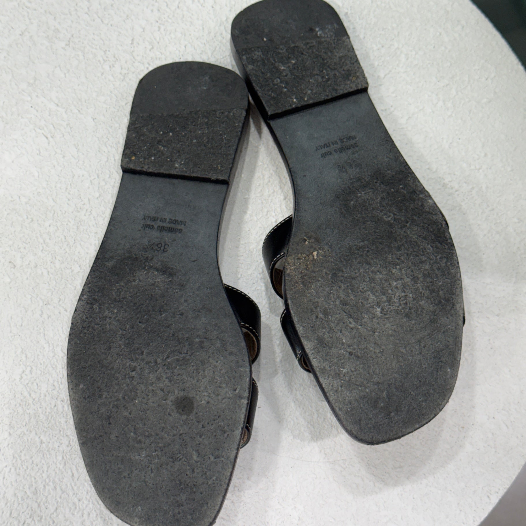 HERMES Black Oran Sandals Sz 36.5 (Box & DB)