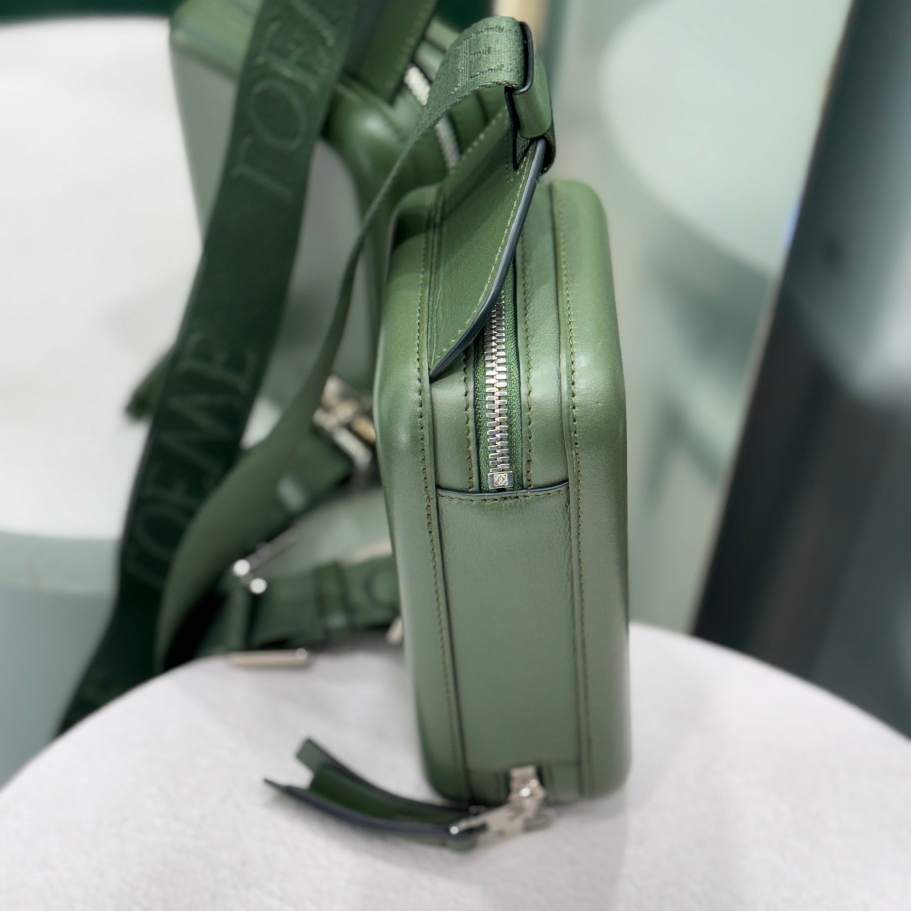 LOEWE Hunter Green Molded Sling Crossbody Bag