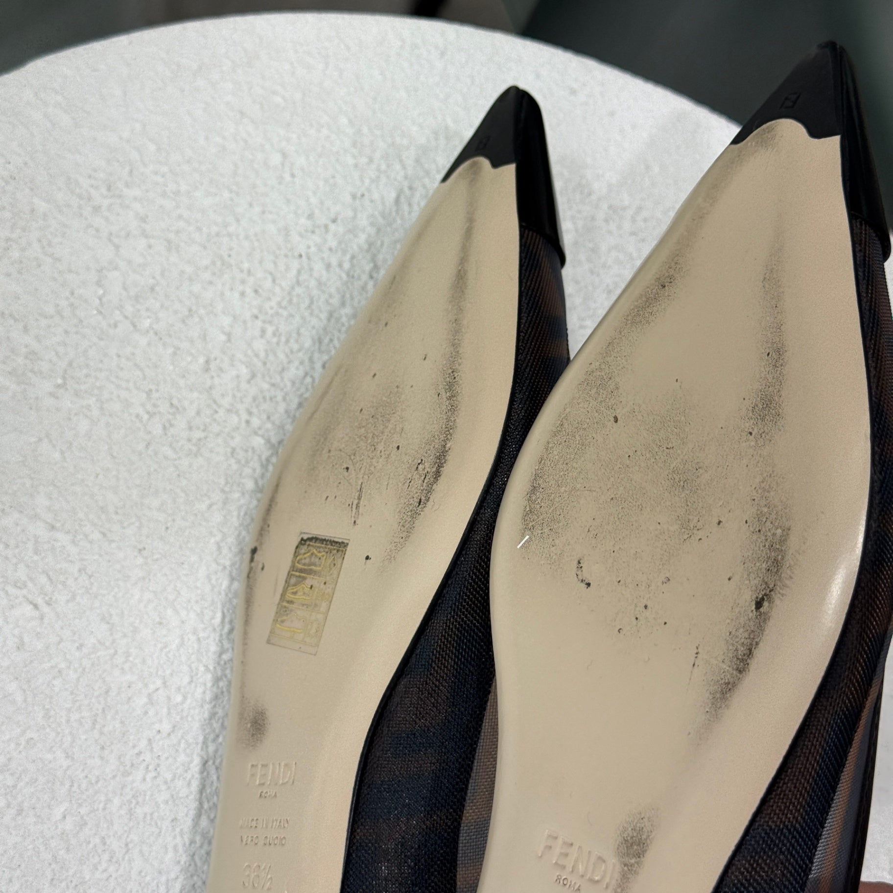 FENDI Mesh FF Zucca Ballerina Flats Sz 36.5 