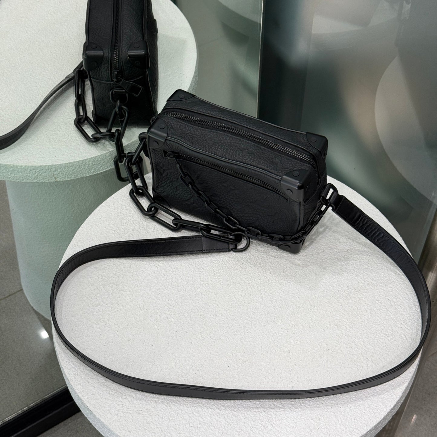 LOUIS VUITTON Black Mini Soft Trunk Bag
