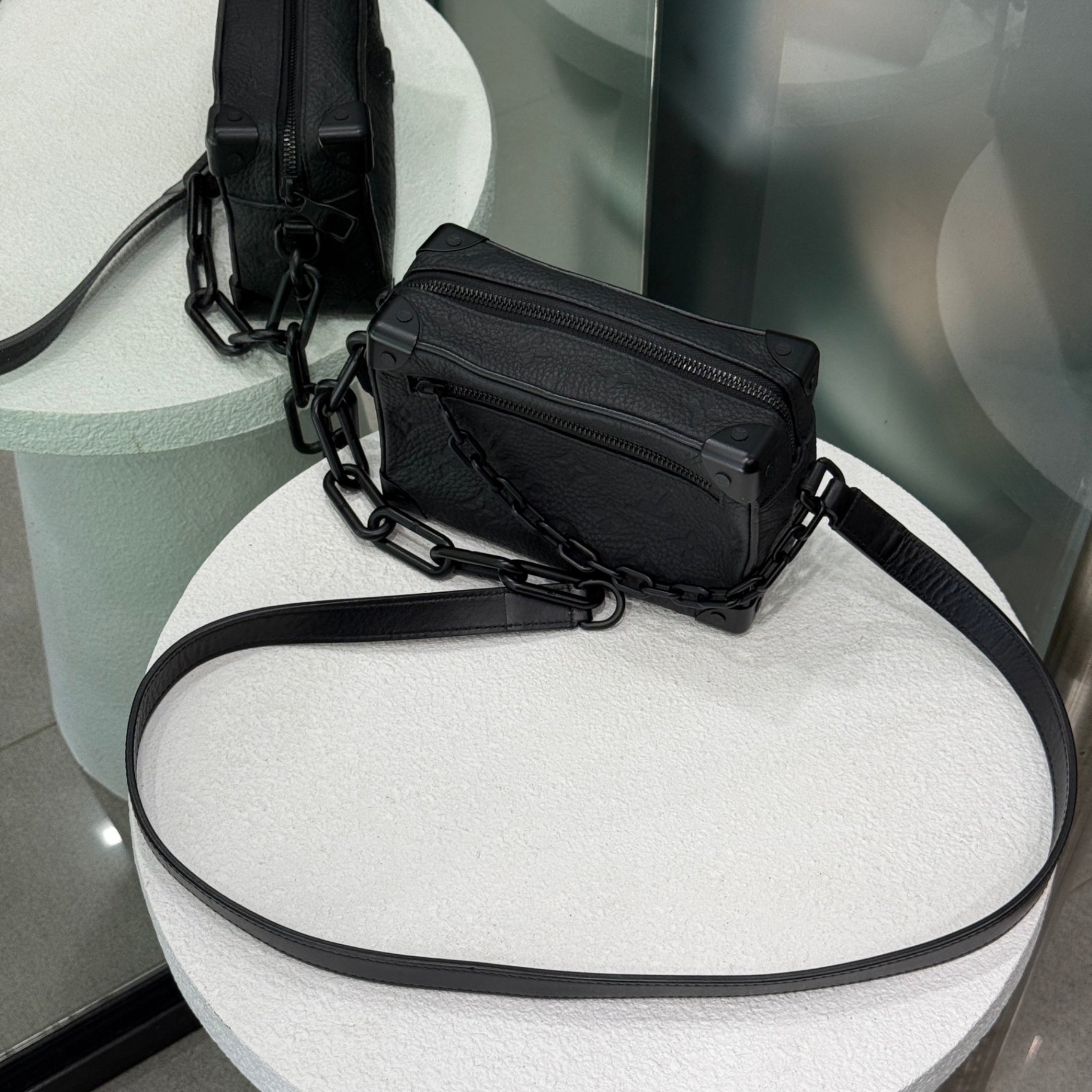 LOUIS VUITTON Black Mini Soft Trunk Bag
