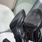 HERMES Cut-Out Black Strap Heel Sz 36