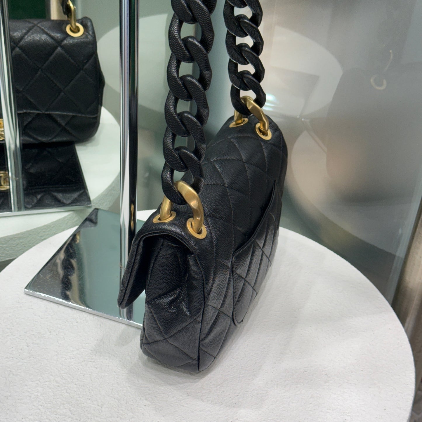 CHANEL Caviar Quilted Funky Match Flap Black