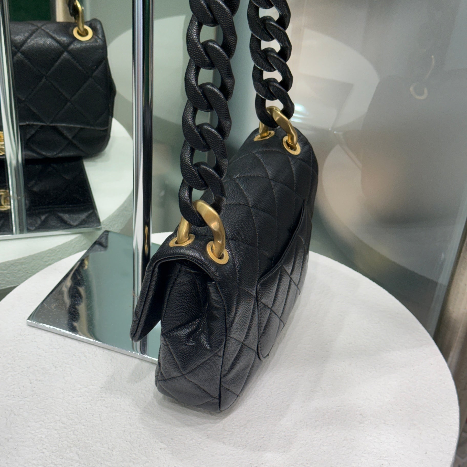CHANEL Caviar Quilted Funky Match Flap Black