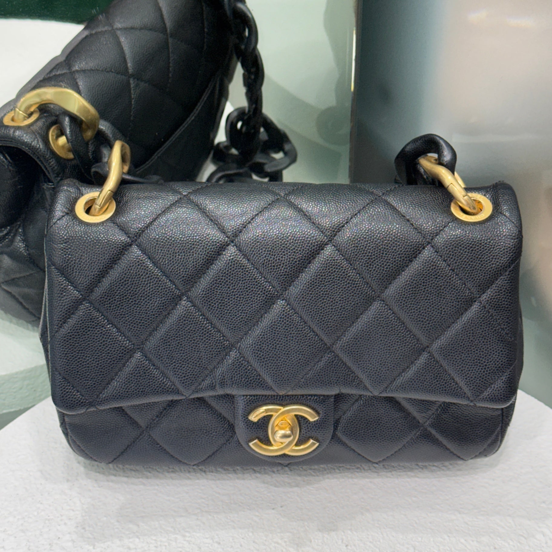 CHANEL Caviar Quilted Funky Match Flap Black