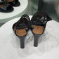 HERMES Cut-Out Black Strap Heel Sz 36