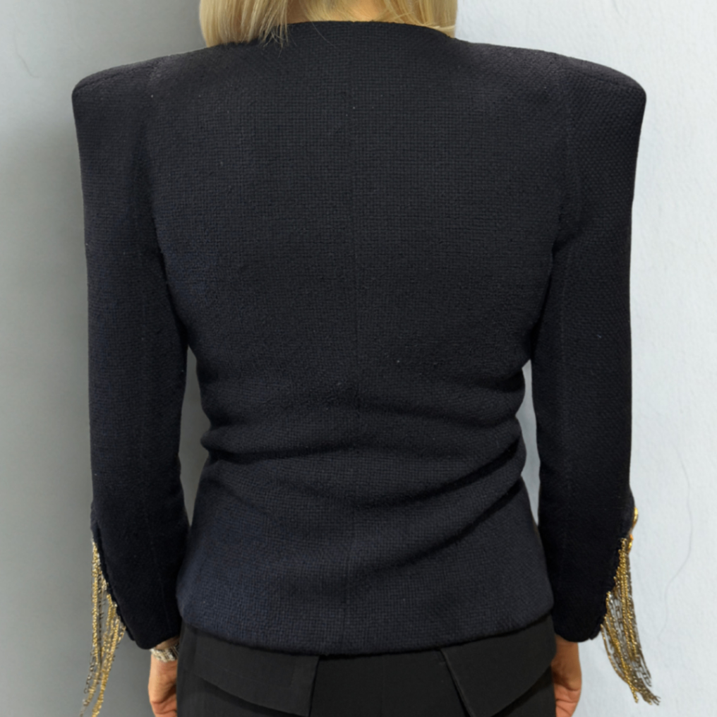 BALMAIN Military Blazer with Gold Chains Sz 38