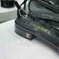 CHANEL Black Patent Point Flats Sz 38.5