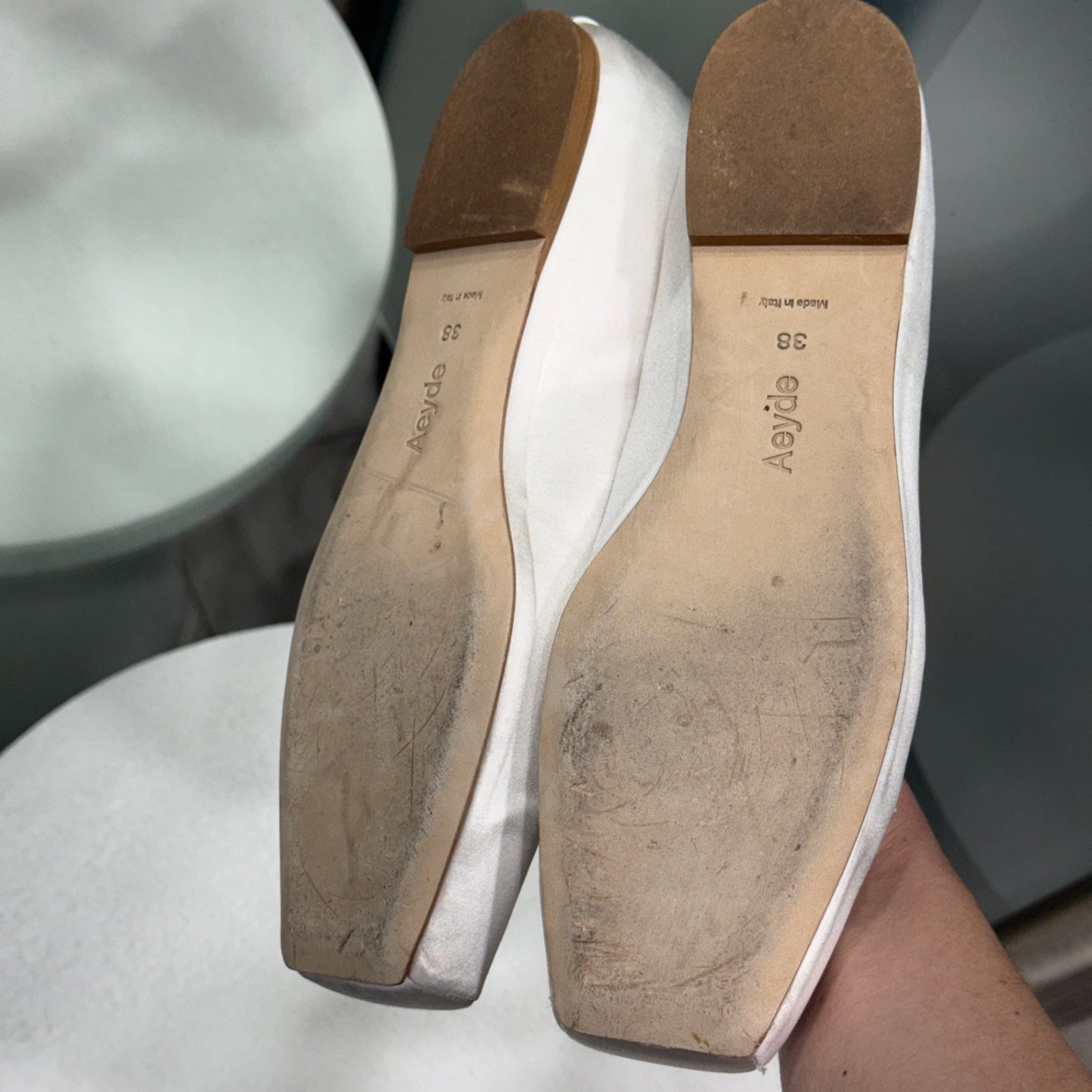 AEYDE White Ballet Flats Sz 38