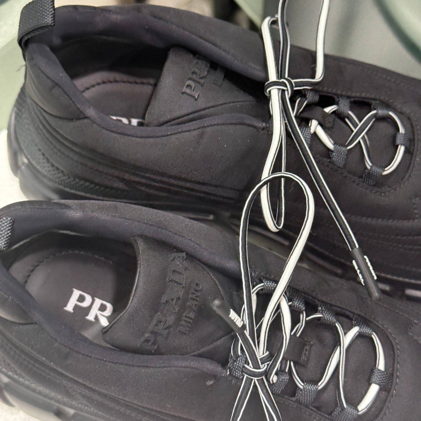 PRADA Black Re-Nylon Sneakers Sz 38