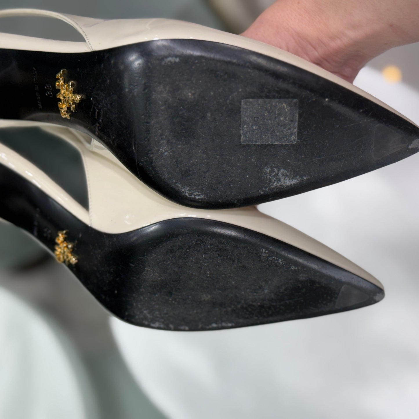 PRADA Creme Slingbacks Sz 38