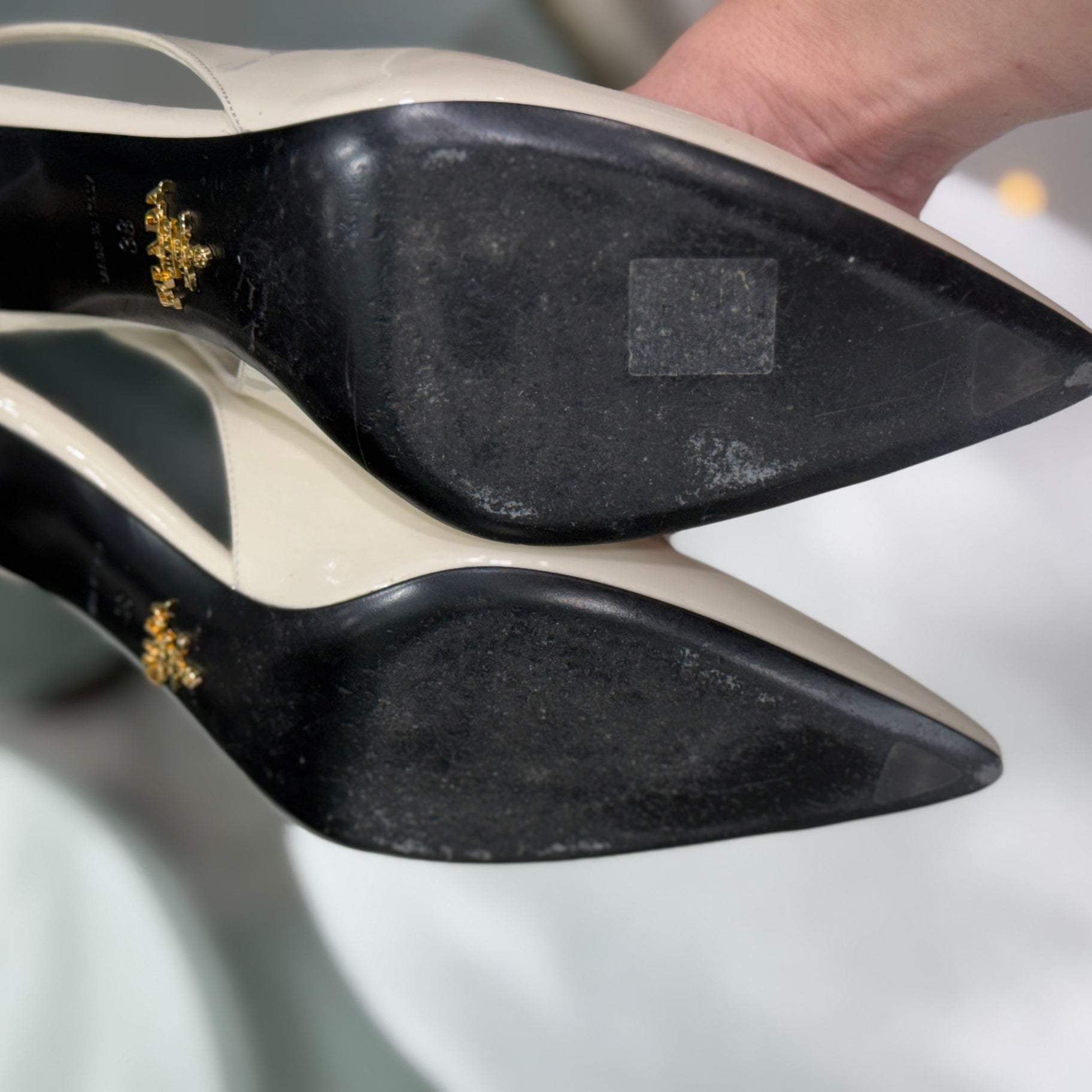 PRADA Creme Slingbacks Sz 38