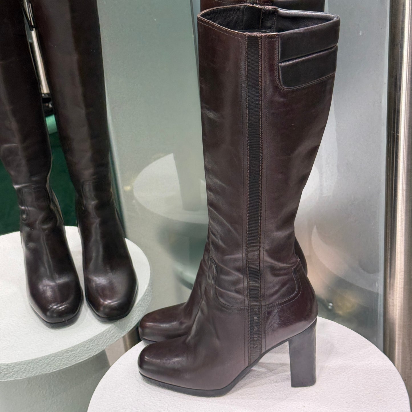 PRADA Vintage Brown Knee Boots Sz 39