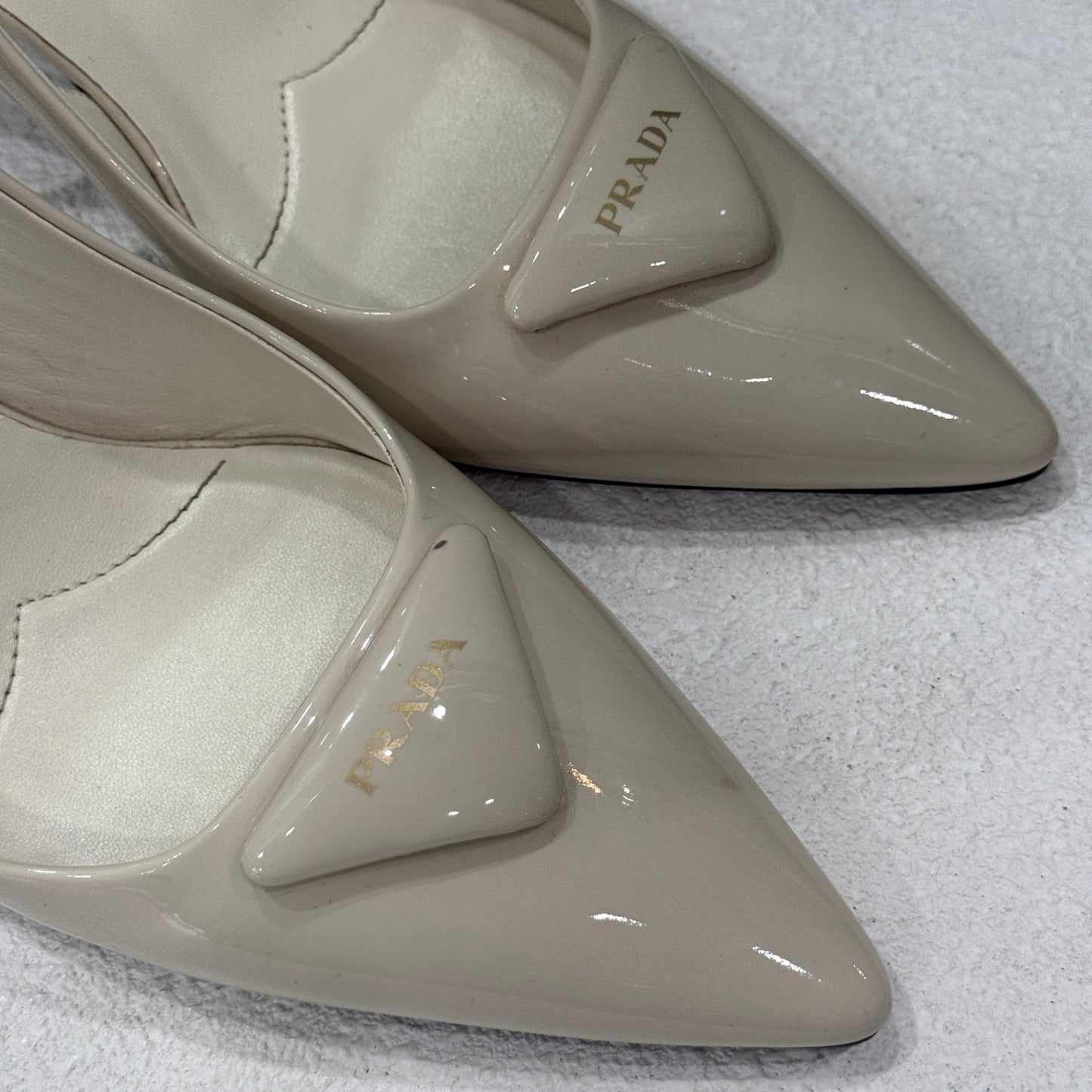 PRADA Creme Slingbacks Sz 38