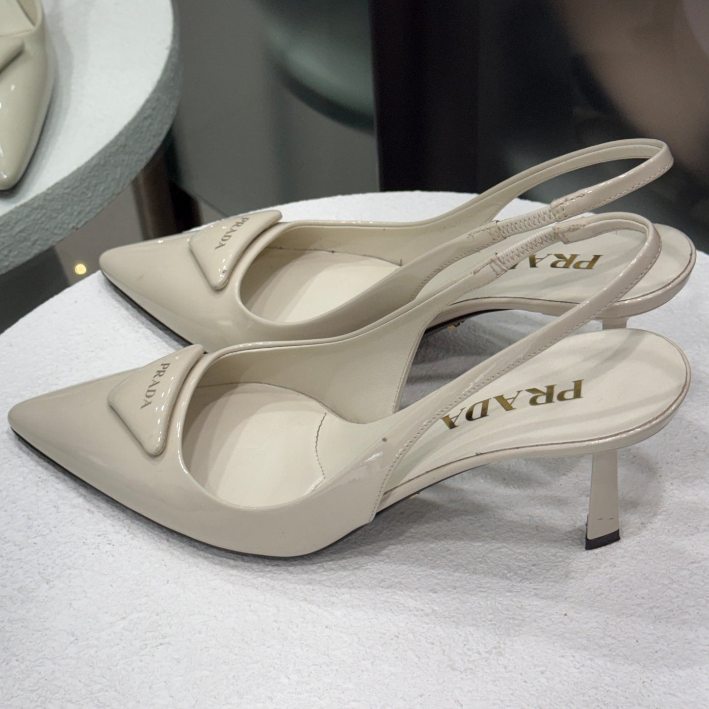PRADA Creme Slingbacks Sz 38