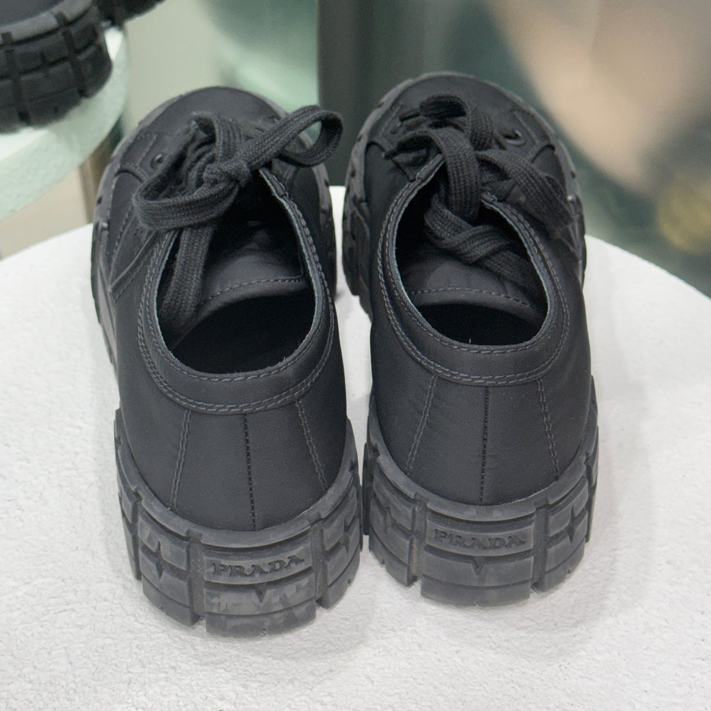 PRADA Re-Nylon Black Platform Sneakers Sz 38