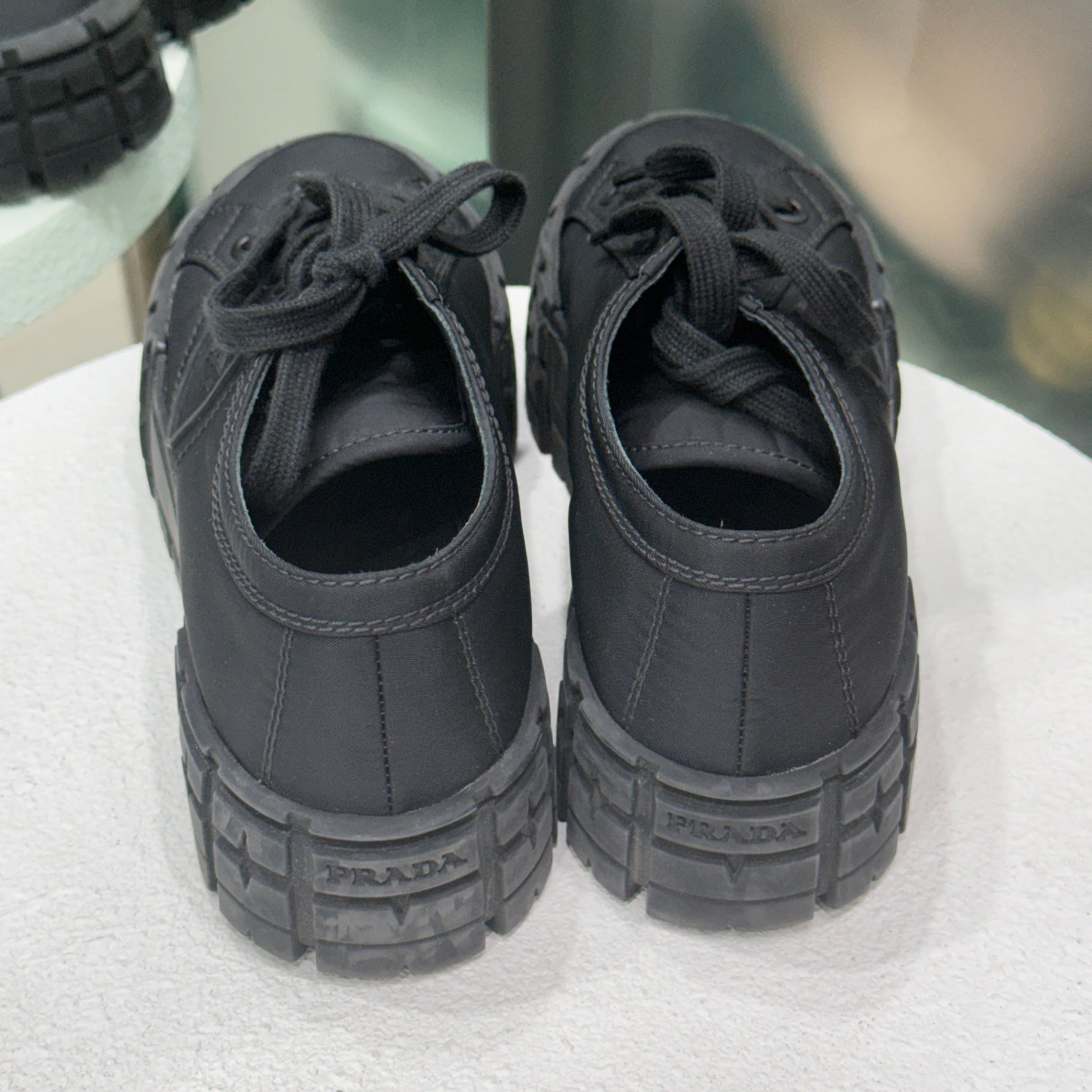 PRADA Re-Nylon Black Platform Sneakers Sz 38