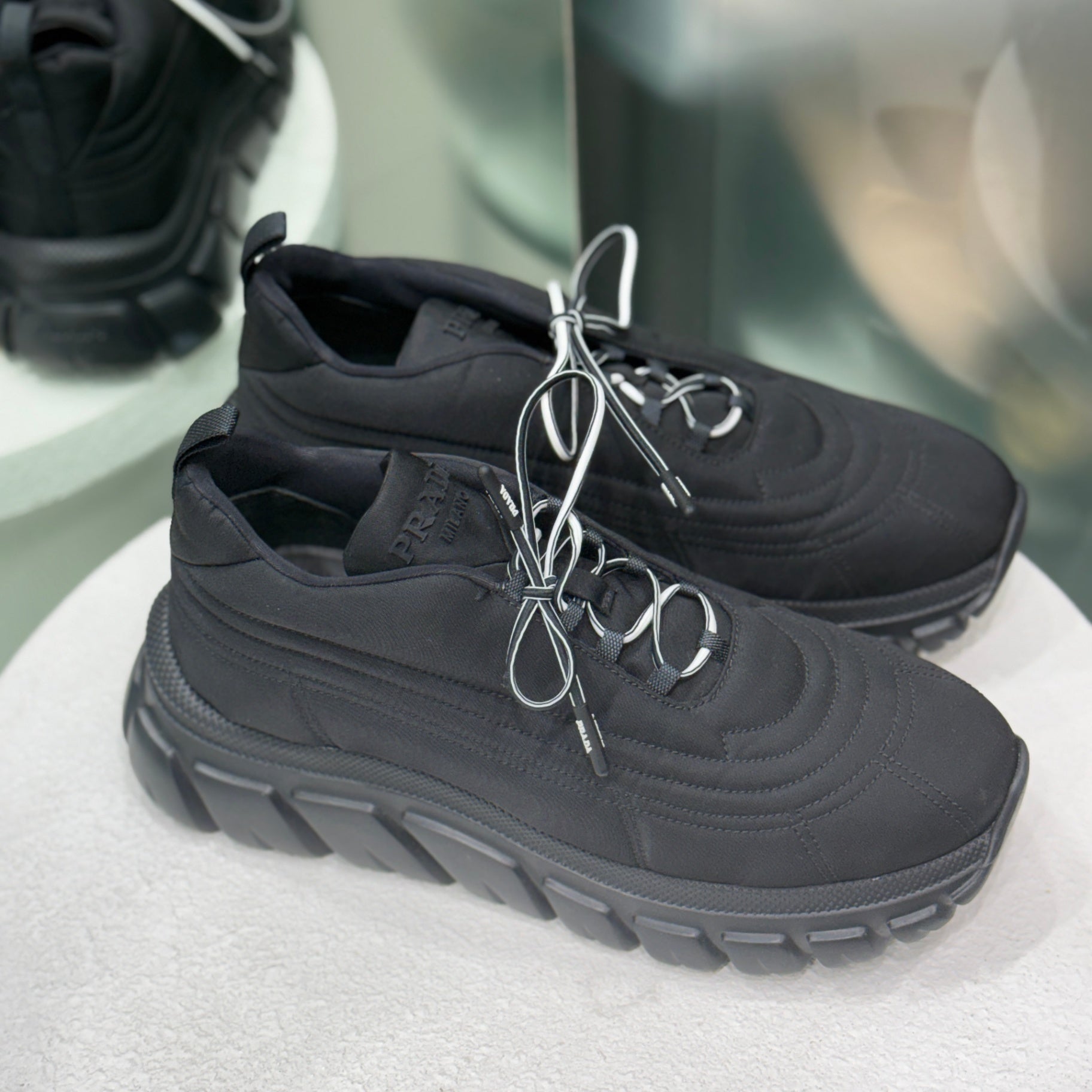 PRADA Black Re-Nylon Sneakers Sz 38