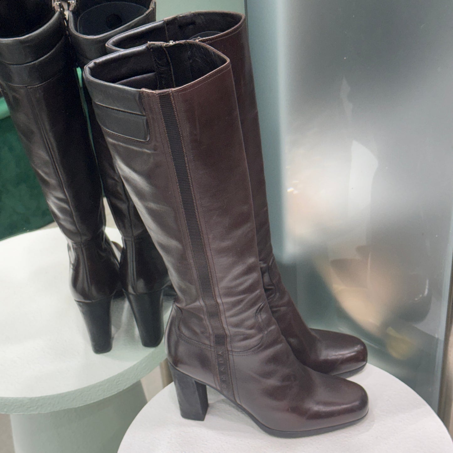 PRADA Vintage Brown Knee Boots Sz 39