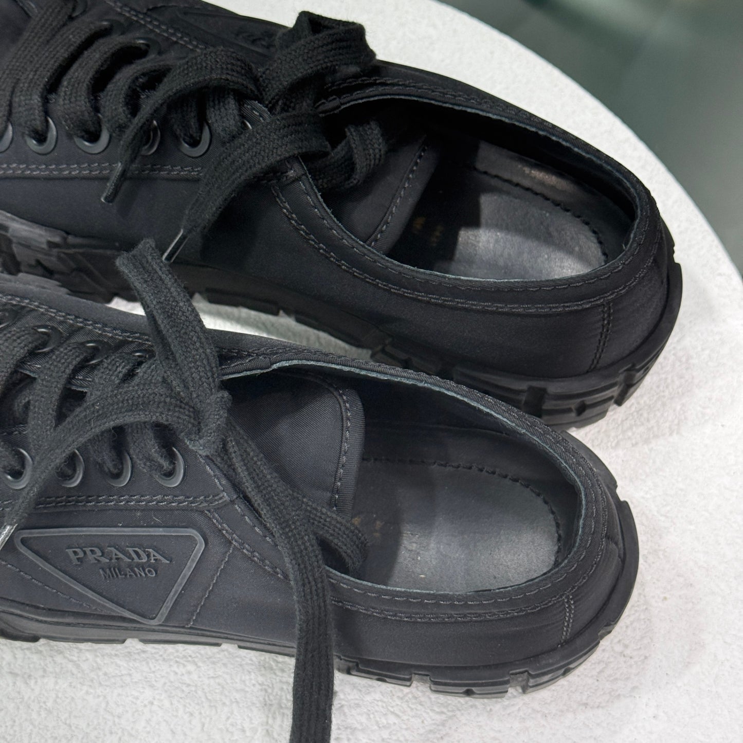 PRADA Re-Nylon Black Platform Sneakers Sz 38