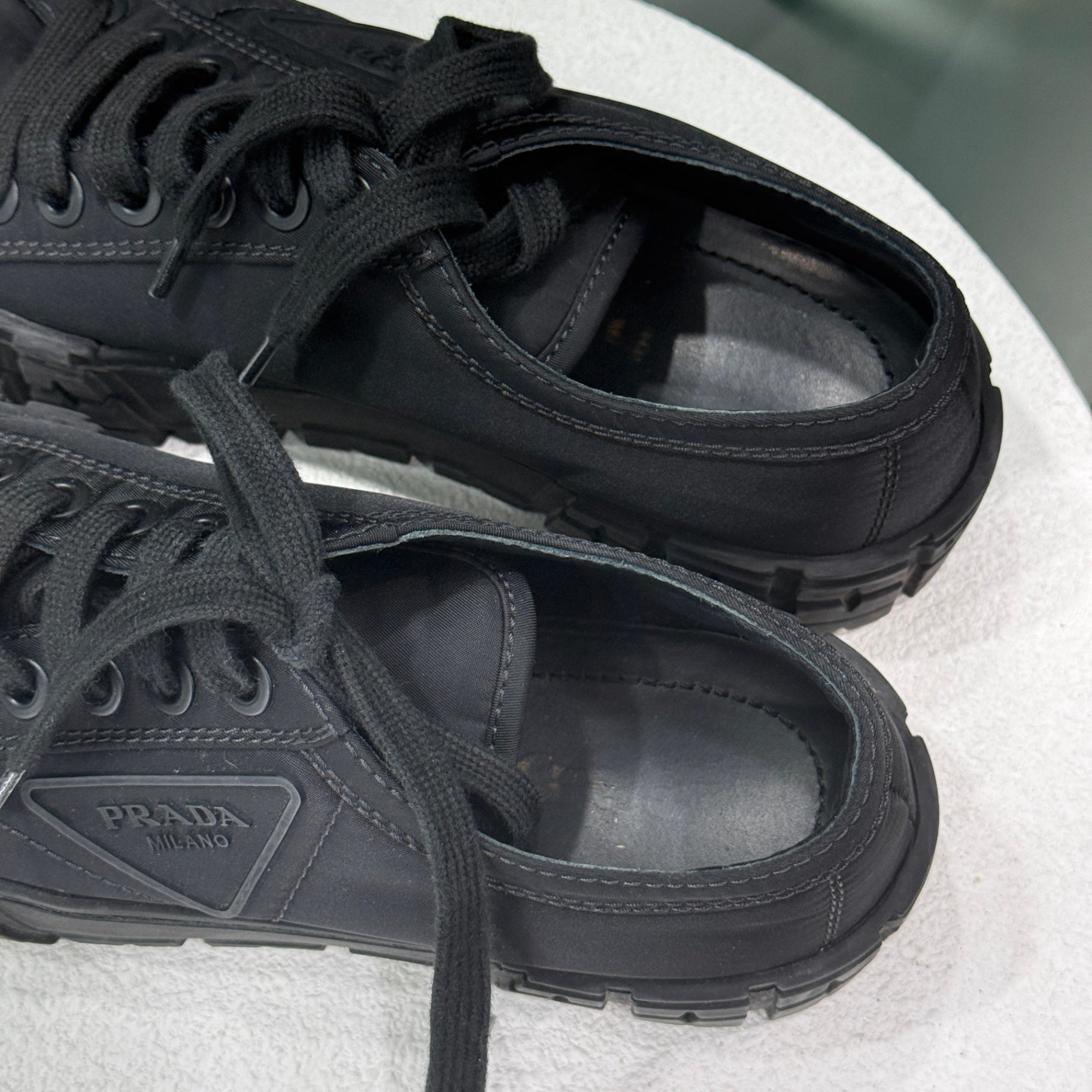 PRADA Re-Nylon Black Platform Sneakers Sz 38