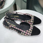 CHANEL Pink Tweed Flats Sz 38