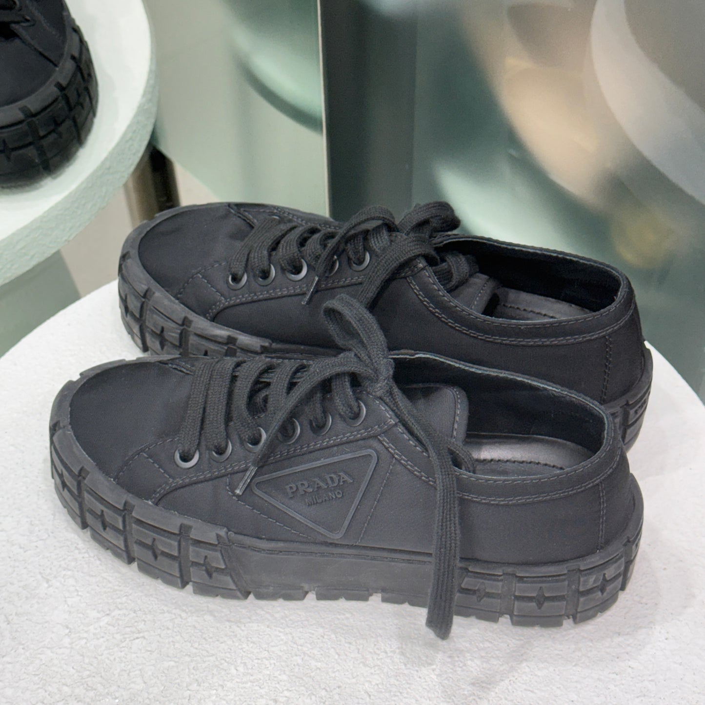 PRADA Re-Nylon Black Platform Sneakers Sz 38