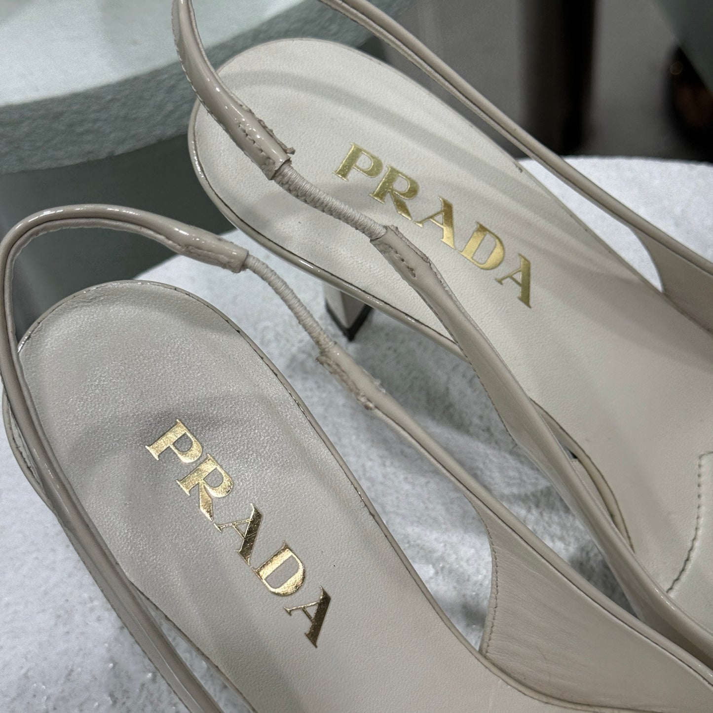 PRADA Creme Slingbacks Sz 38