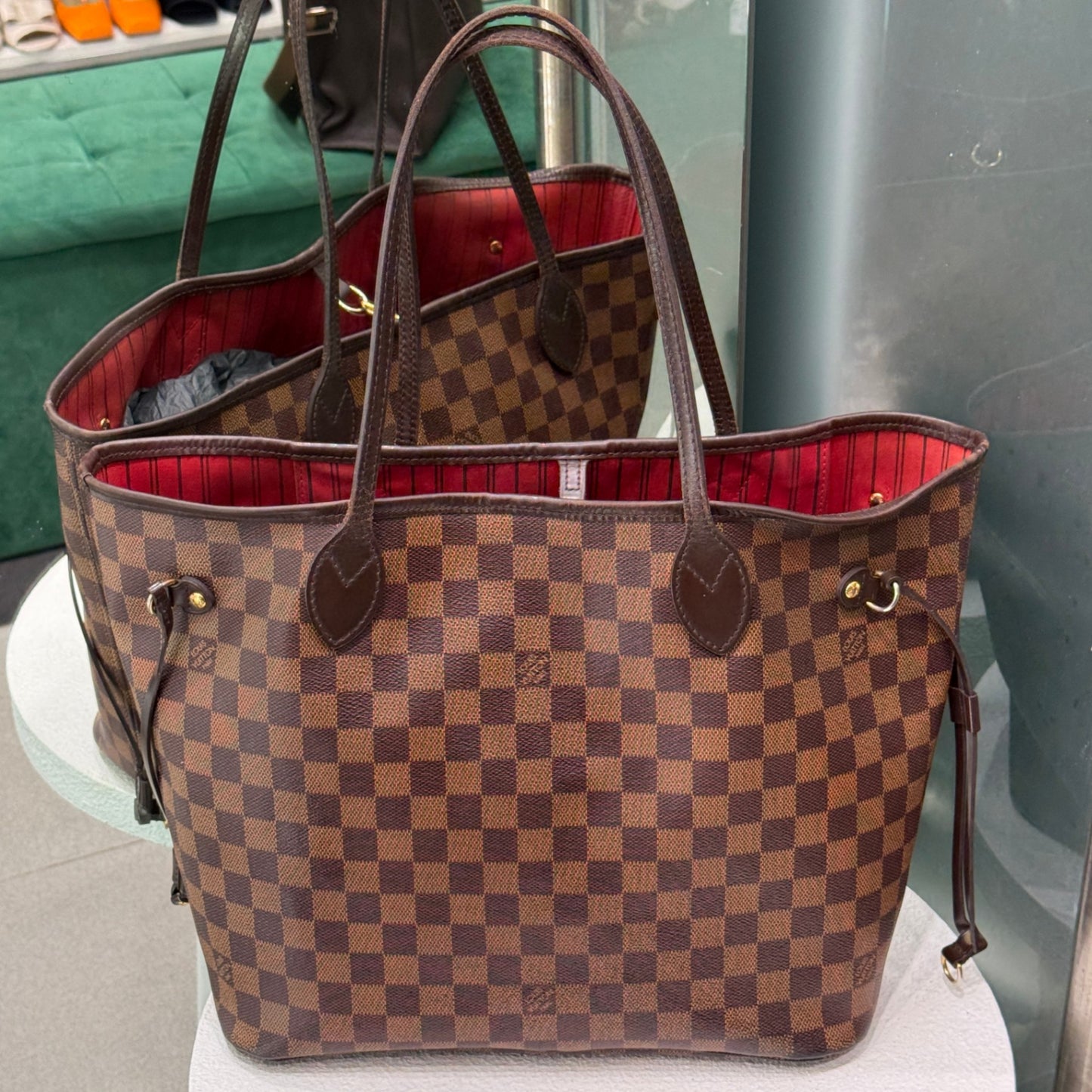 LOUIS VUITTON Brown Checked Neverfull