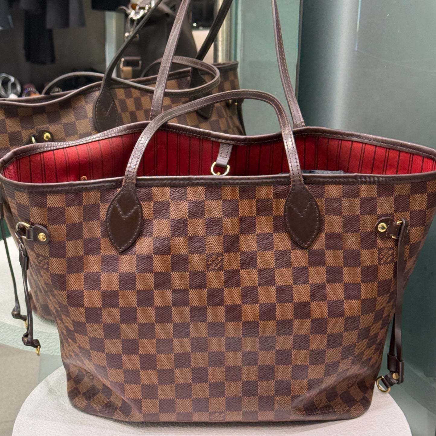 LOUIS VUITTON Brown Checked Neverfull