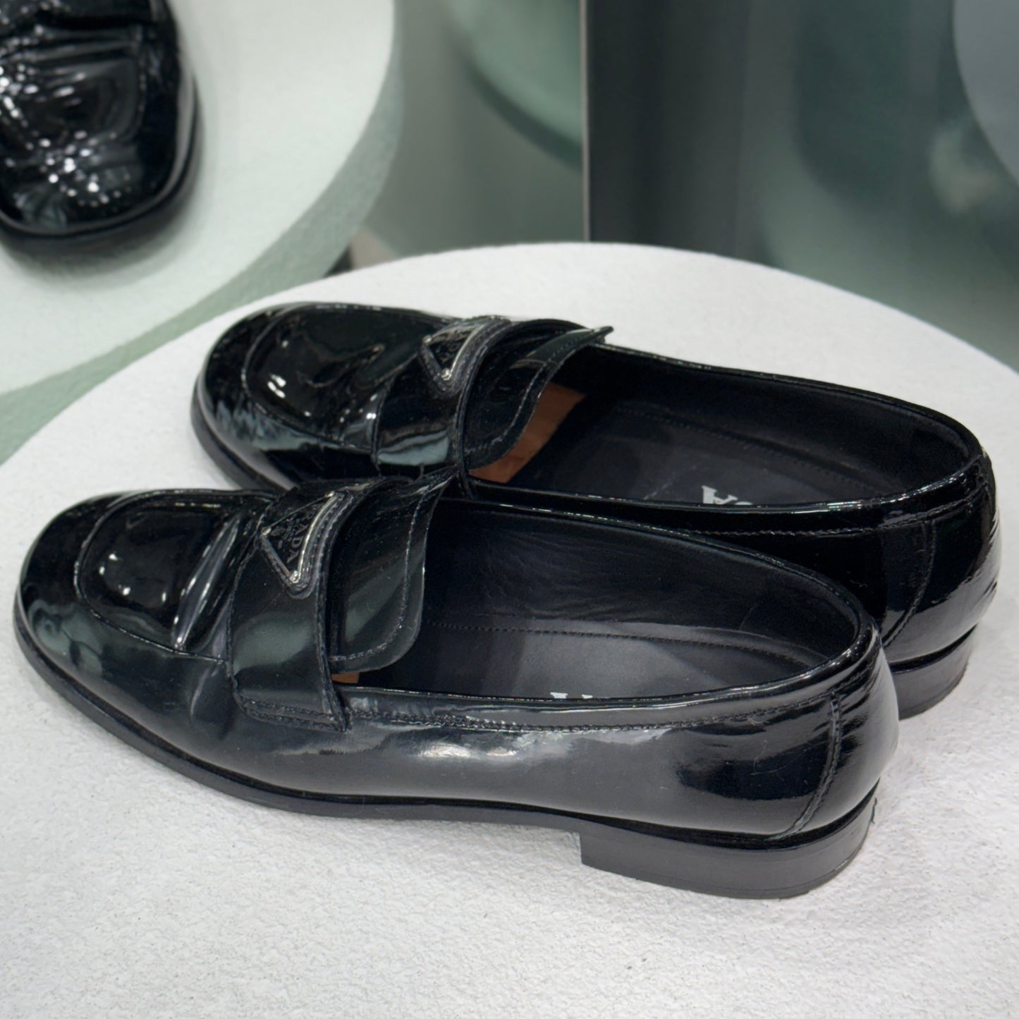 PRADA Black Patent Loafers Sz 37