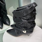 ISABEL MARANT Black Slouchy Leather Ankle Boots Sz 39
