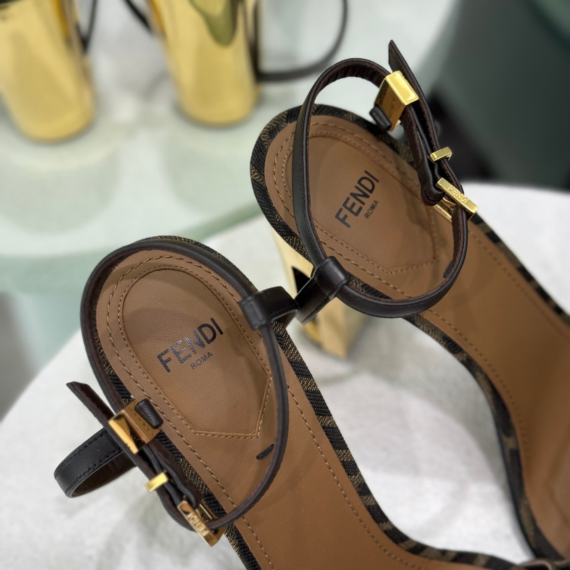FENDI 65mm Delfina Sandals Sz 39
