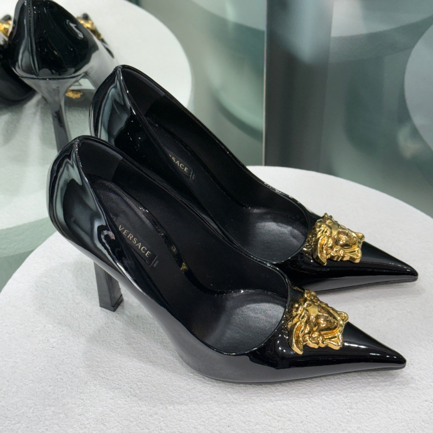 VERSACE Medusa Head Black Pumps Sz 38