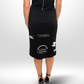 CHANEL Black & White Logo Slit Skirt Sz 38