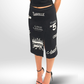 CHANEL Black & White Logo Slit Skirt Sz 38