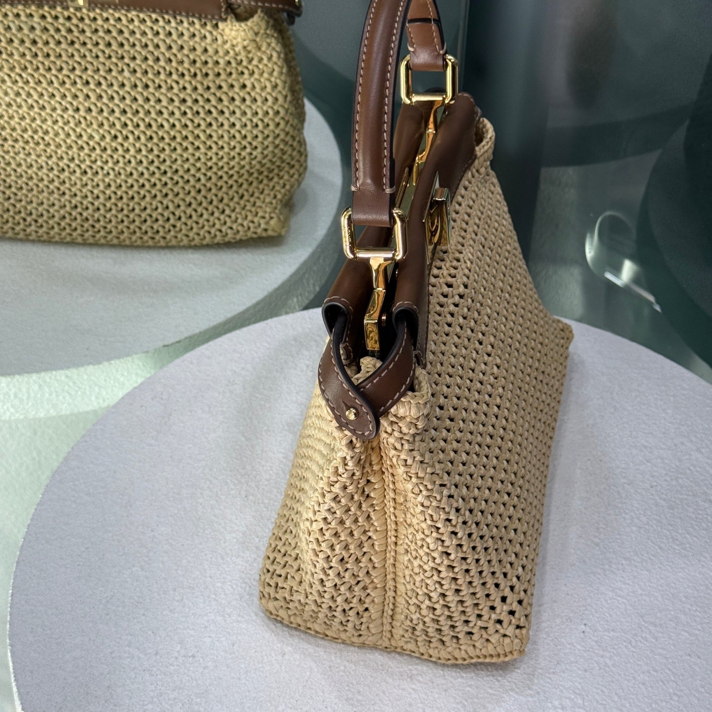 FENDI Peekaboo Mini Woven Raffia