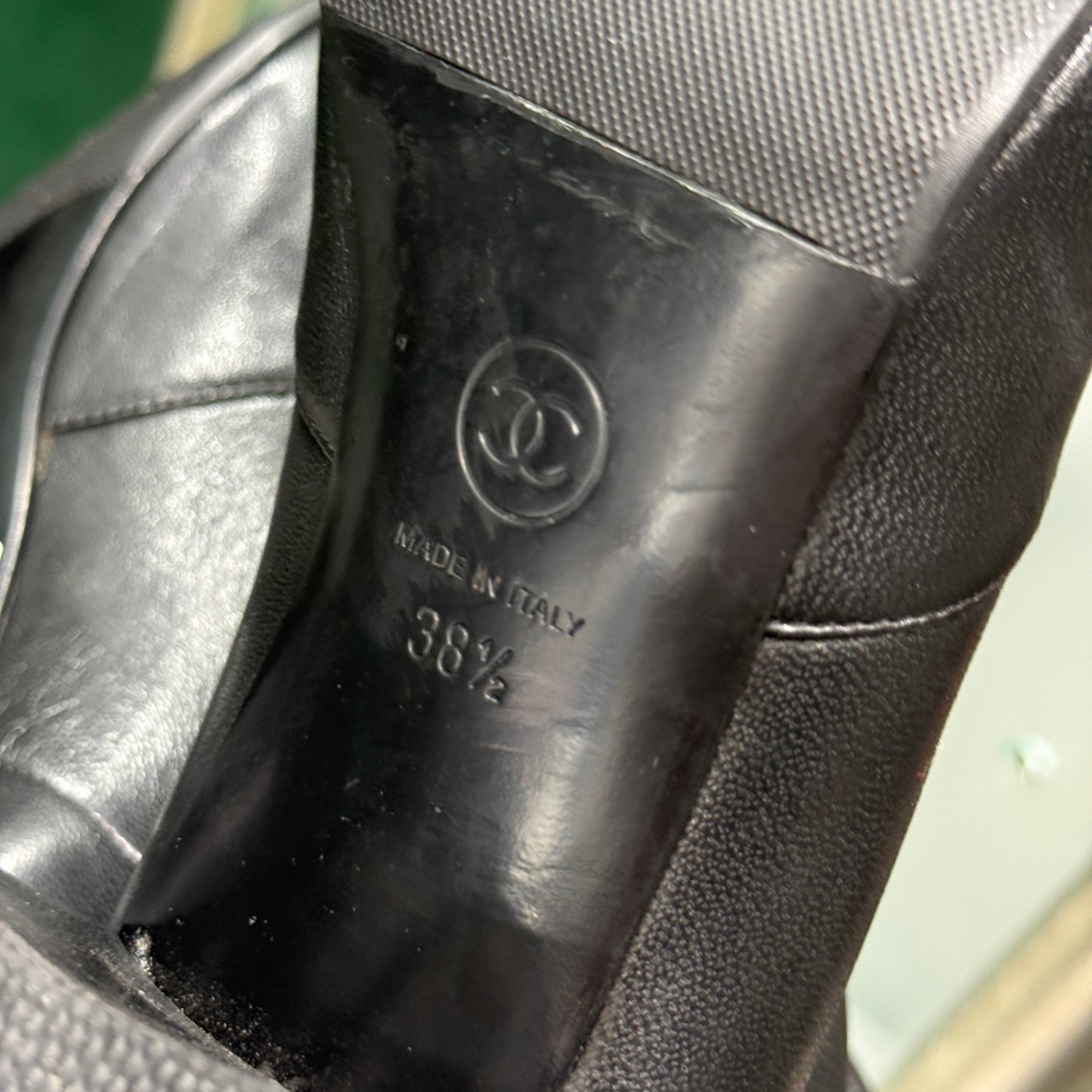 CHANEL CC Logo Boots Sz 38.5