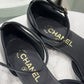 CHANEL Black Flower Flats Sz 38
