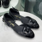 CHANEL Black Flower Flats Sz 38