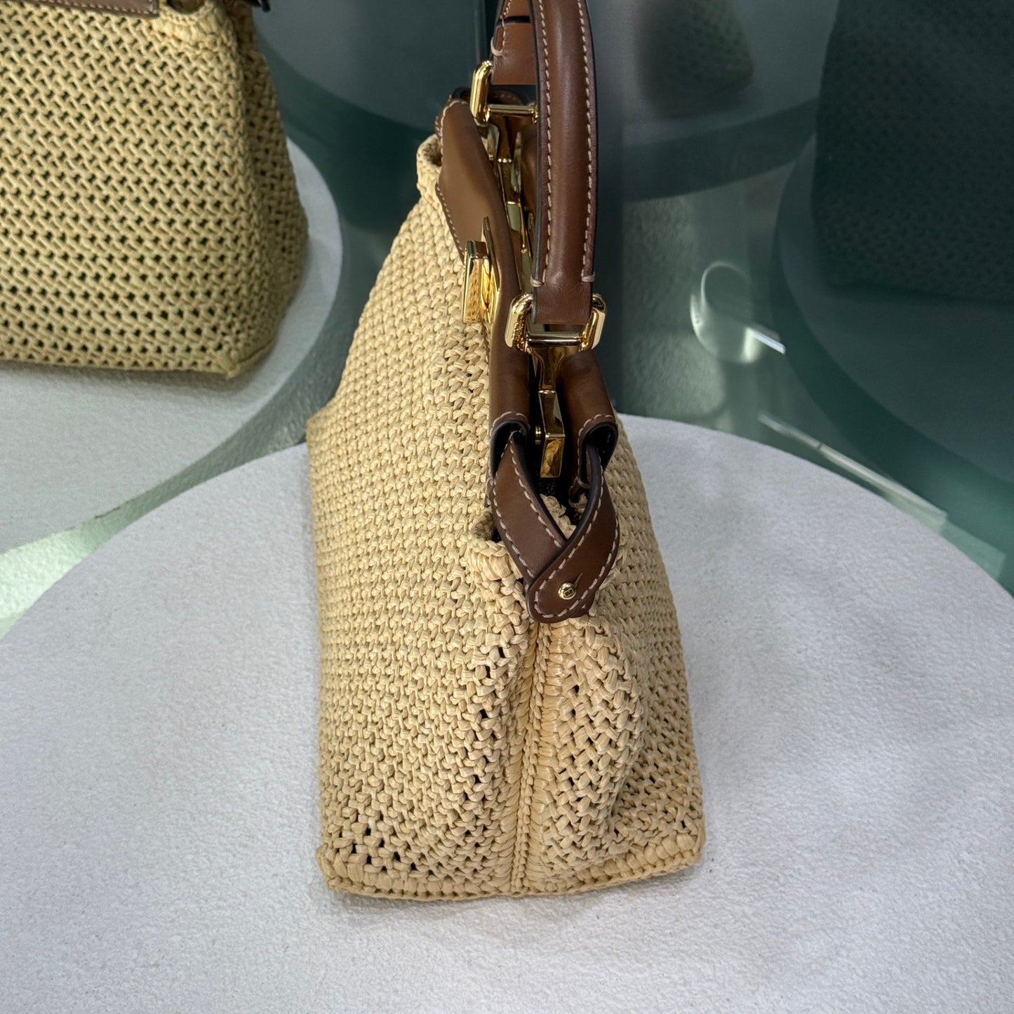 FENDI Peekaboo Mini Woven Raffia