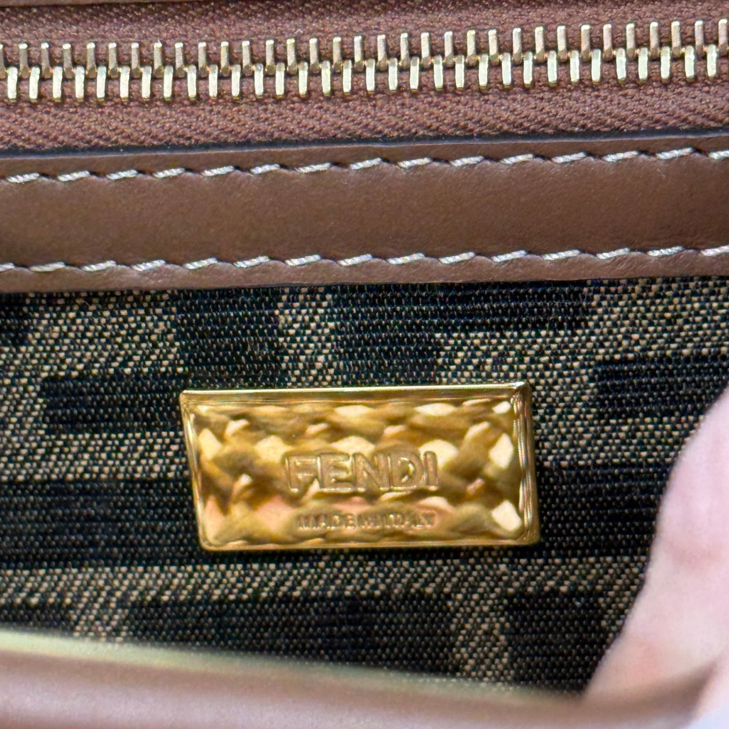 FENDI Peekaboo Mini Woven Raffia