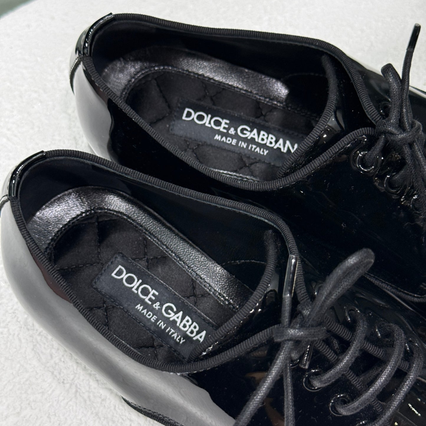 DOLCE & GABBANA Brogues Black Patent Loafers Sz 36.5