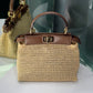 FENDI Peekaboo Mini Woven Raffia