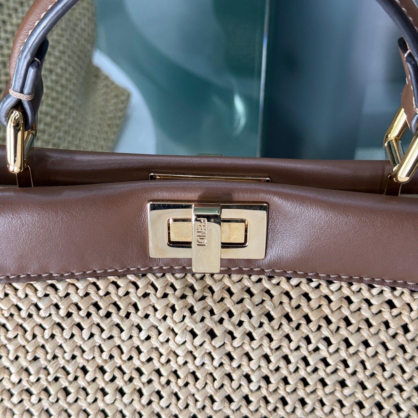 FENDI Peekaboo Mini Woven Raffia